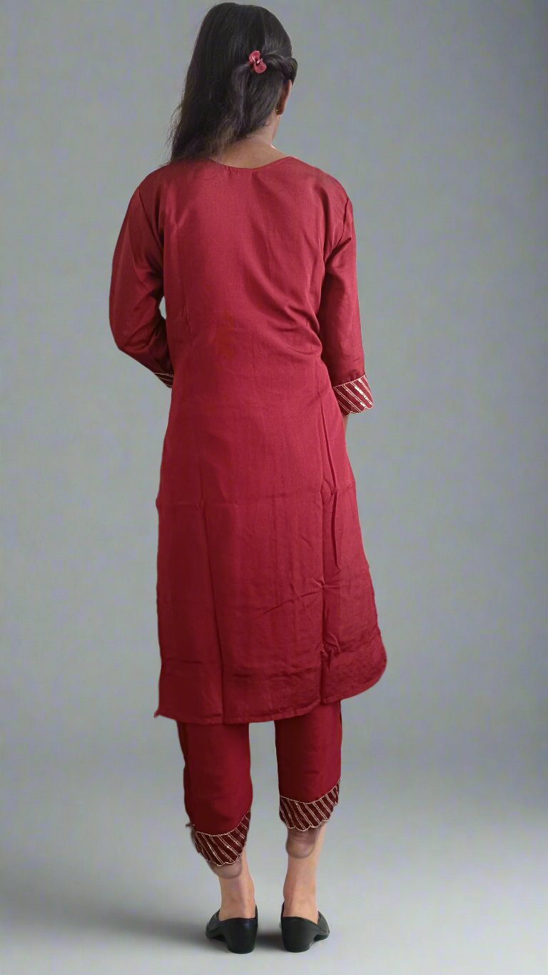 Red Embroidered Kurta Set with Dupatta | Stylish Festive & Party Wear Suit for Women & Girls