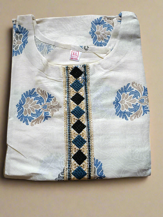 Elegant Cotton Kurti for Women | Embroidered Neck Design | Daily & Office Wear