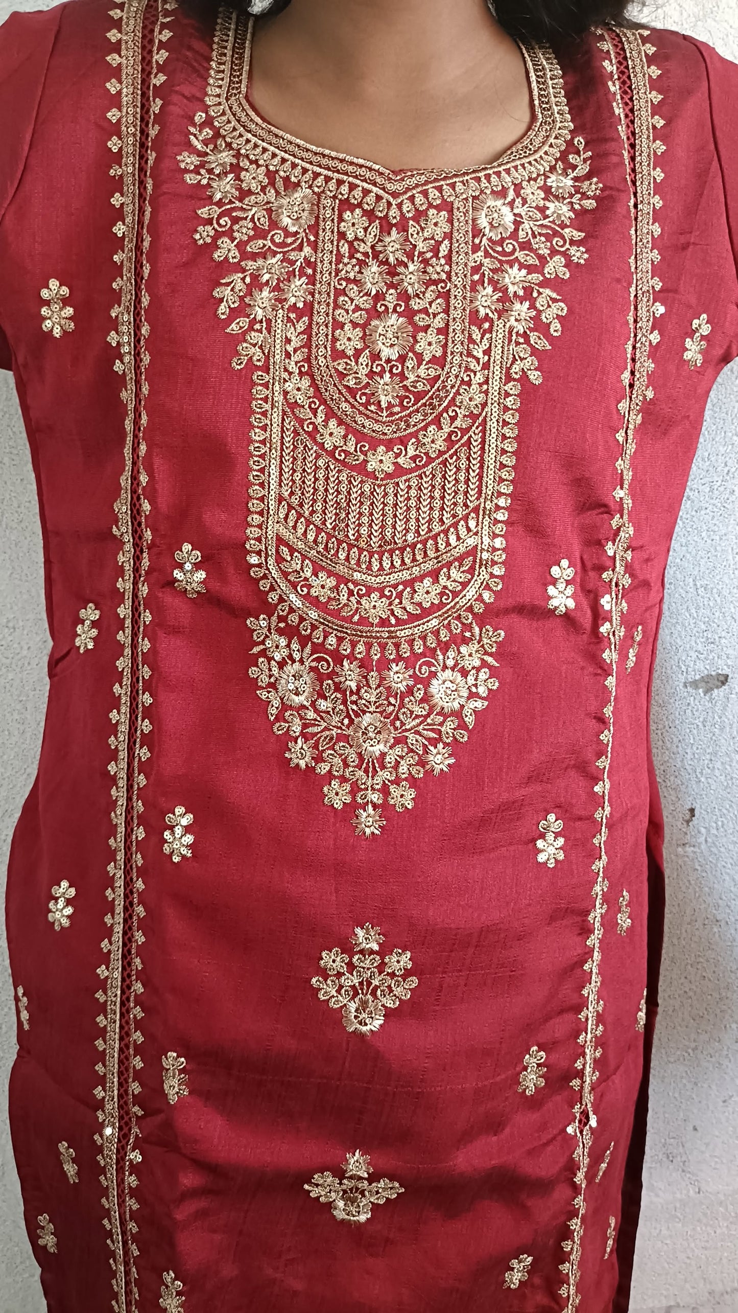 Red Embroidered Kurta Set with Dupatta | Stylish Festive & Party Wear Suit for Women & Girls